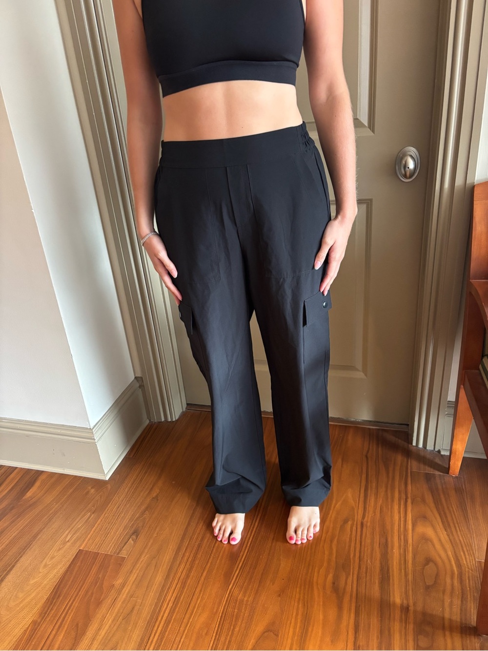 LOFT Black Wide-Leg Cargo Pants